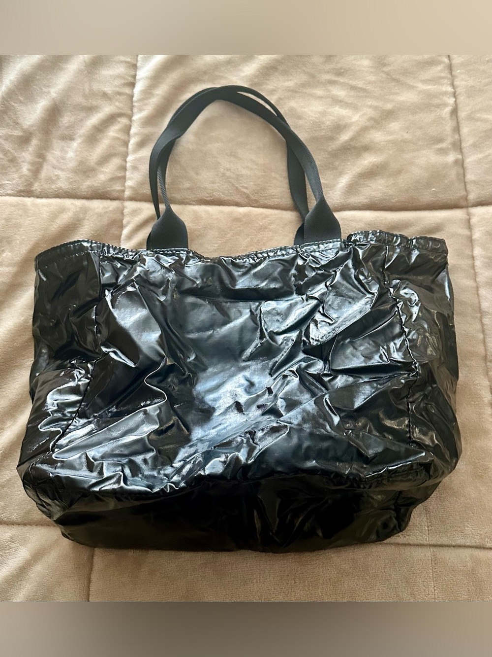 Vintage LeSportssac Black Glossy Tote Bag - Everyday Carry